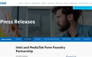 Intel携手联发科：将为联发科提供芯片代工服务