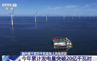 国内首个百万千瓦级海上风电项目，今年累计发电量突破 20 亿千瓦时