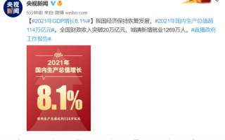 2021年中国GDP增长8.1% 超114万亿元：人均超8万元