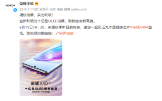荣耀X40屏幕揭晓：居中单孔、十亿色OLED曲屏