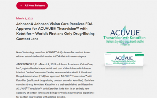 全球首款！强生药物洗脱隐形眼镜上市：有效解决眼睛发痒问题