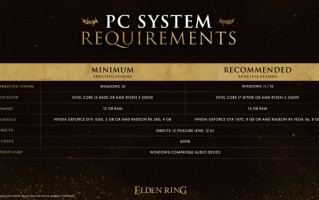 《艾尔登法环》公布 PC 版配置要求：推荐 i7-8700K + GTX 1070