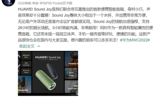 1060元买吗 华为便携音箱Sound Joy国内将发布：水杯大小、26小时续航