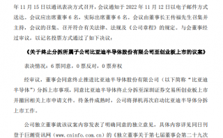 比亚迪半导体终止创业板上市