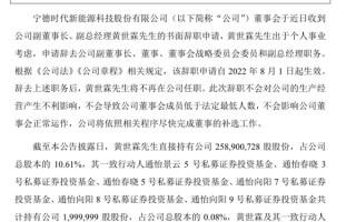 宁德时代二当家黄世霖“裸辞” 百亿身家再创业