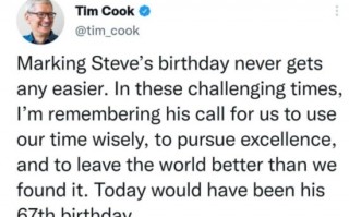 库克发文纪念乔布斯“67岁生日”：让世界变得更美好