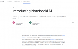 谷歌发布 AI 笔记应用 NotebookLM，可围绕用户上传文档完成摘要、创建想法
