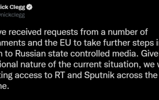 Facebook、YouTube、TikTok 在欧盟屏蔽了俄罗斯两大官媒