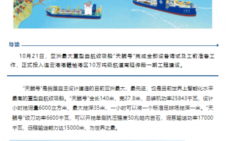 国产亚洲最大绞吸挖泥船“天鲲号”投入连云港 10 万吨级航道建设