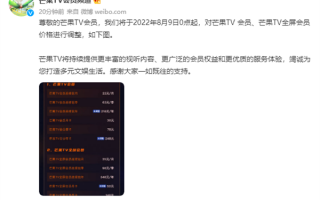 时隔半年再次涨价！芒果TV会员提价超20%