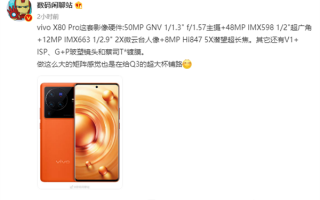 vivo X80 Pro影像配置曝光：5000万像素GNV主摄搭配V+影像芯片