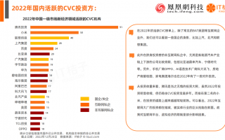 分析：腾讯是中国最活跃的 CVC 投资方（投资体量），小米、联想等位列其后