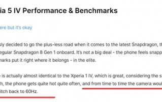 老外上手索尼Xperia 5 IV：手机经常很热 屏幕降为60Hz