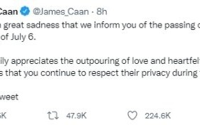 《教父》大哥桑尼扮演者詹姆斯·肯恩逝世 享年82岁