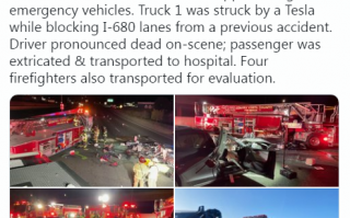 惨！特斯拉Model S疑似失速撞上消防车：司机死亡 车被压扁