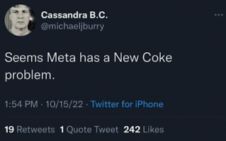 扎克伯格转型元宇宙是自废武功？大空头：就像可口可乐放弃原配方