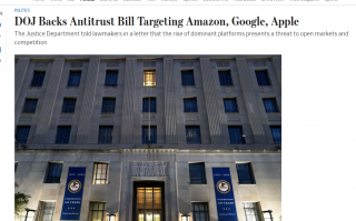 美国司法部批准针对亚马逊、谷歌和苹果的反垄断法案