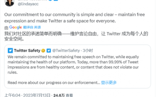 推特发布公告：99.99% 的推文为健康内容